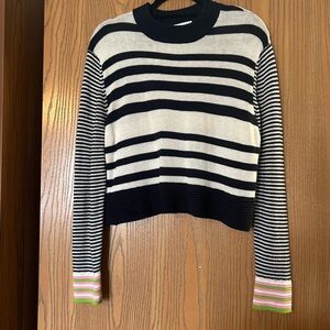 Topshop Navy and Cream Striped Sweater